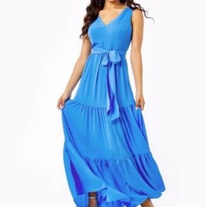 Lilly Pulitzer Maurine Blue Tiered Maxi Dress